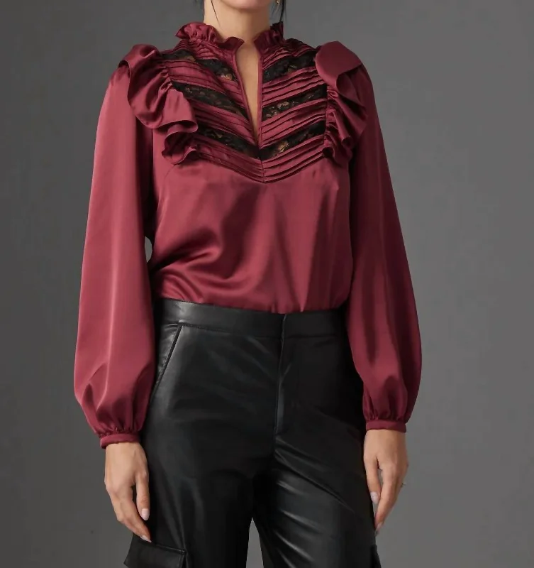 Trendy Styles Anya Blouse In Burgundy