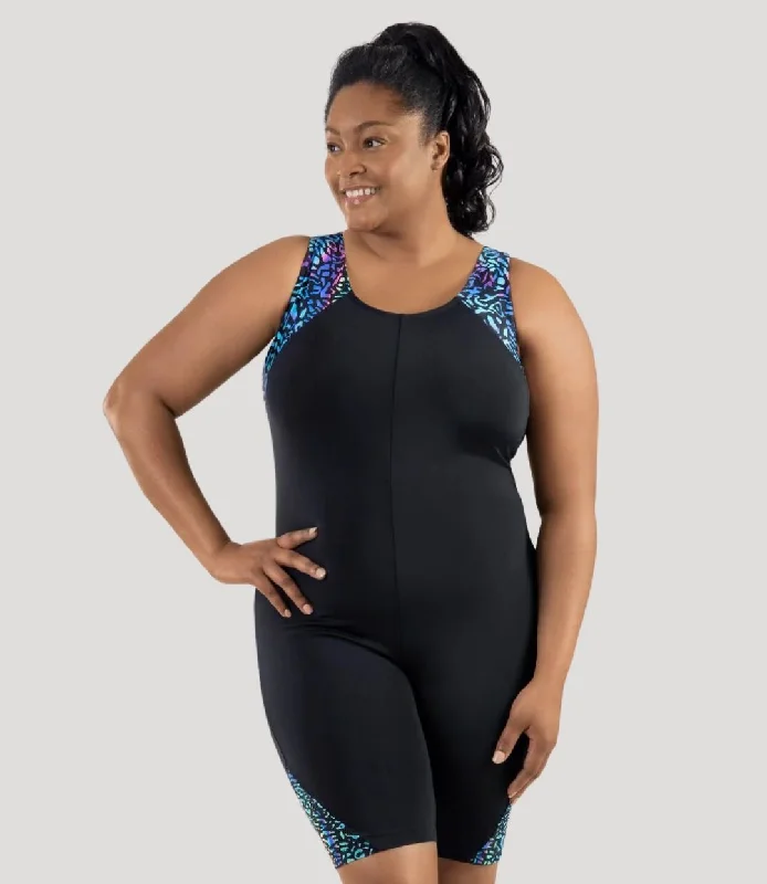 Effortless Everyday Wear QuikEnergy Sleek Fit Scoop Back Aquatard Coral Reef Black