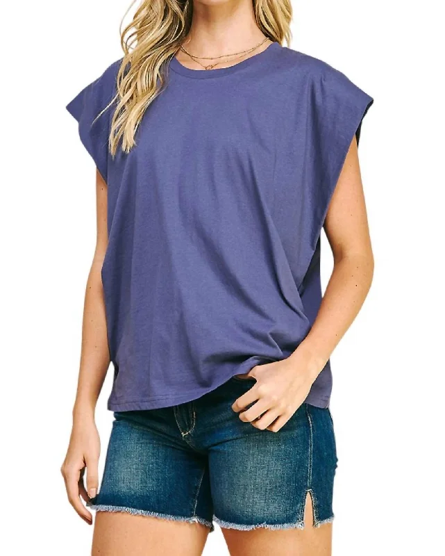 Chic Allure Knit Top In Dusty Navy