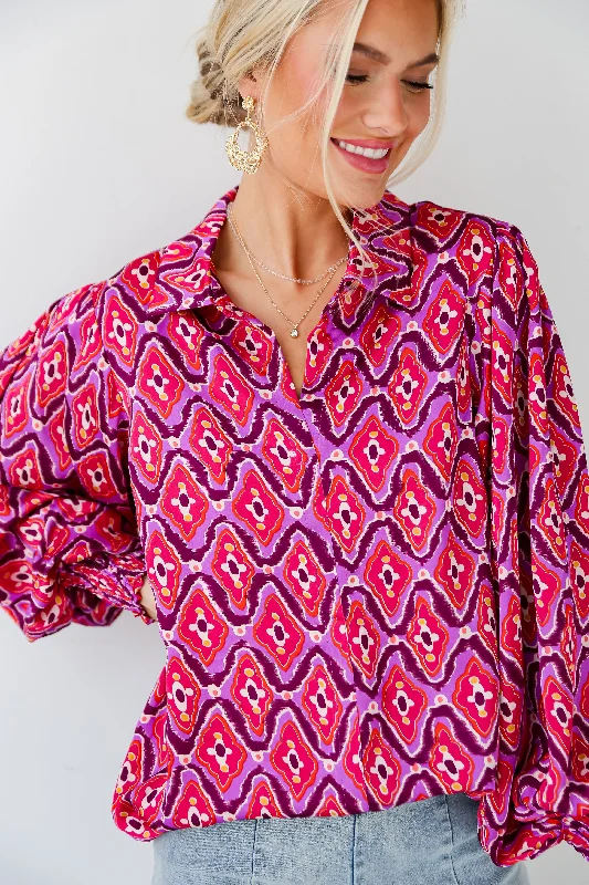 Fashion Forward, Function First FINAL SALE - Sensational Fate Fuchsia Satin Blouse