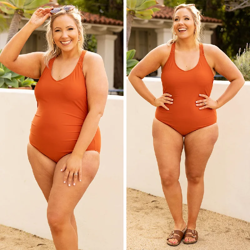 Budget-Friendly Fashion Meet You At The Lake Swimsuit, Burnt Orange