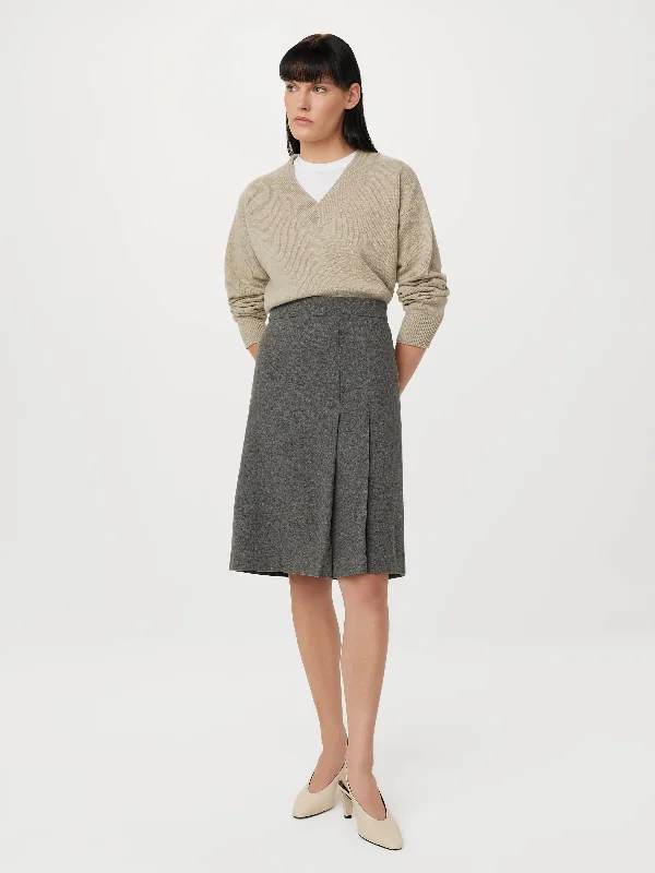 Casual Fashion The Pleated Midi Skirt in Grey Black