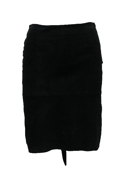 Unbeatable Deals Ba & Sh Asymmetric Skirt in Black Goatskin Leather