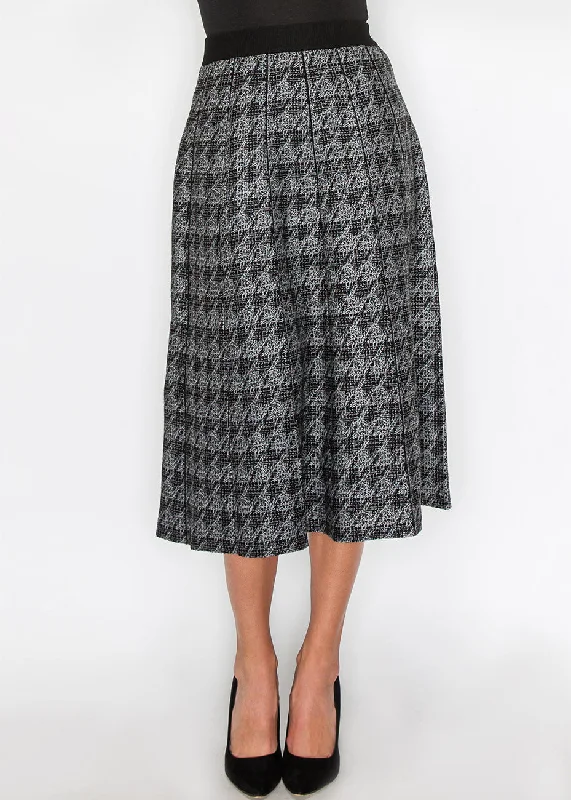 Festival Fashion Black Houndstooth Flair Skirt