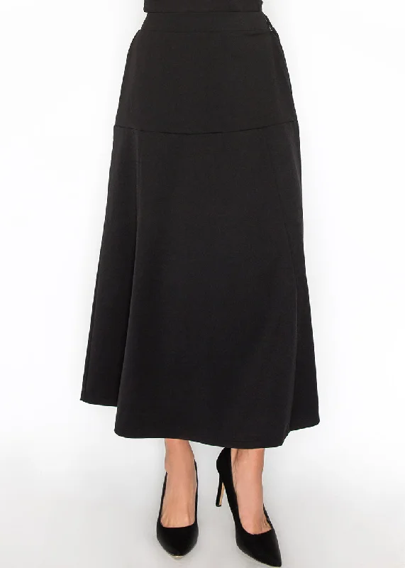 Embrace New Fashion Black Panel Midi Skirt