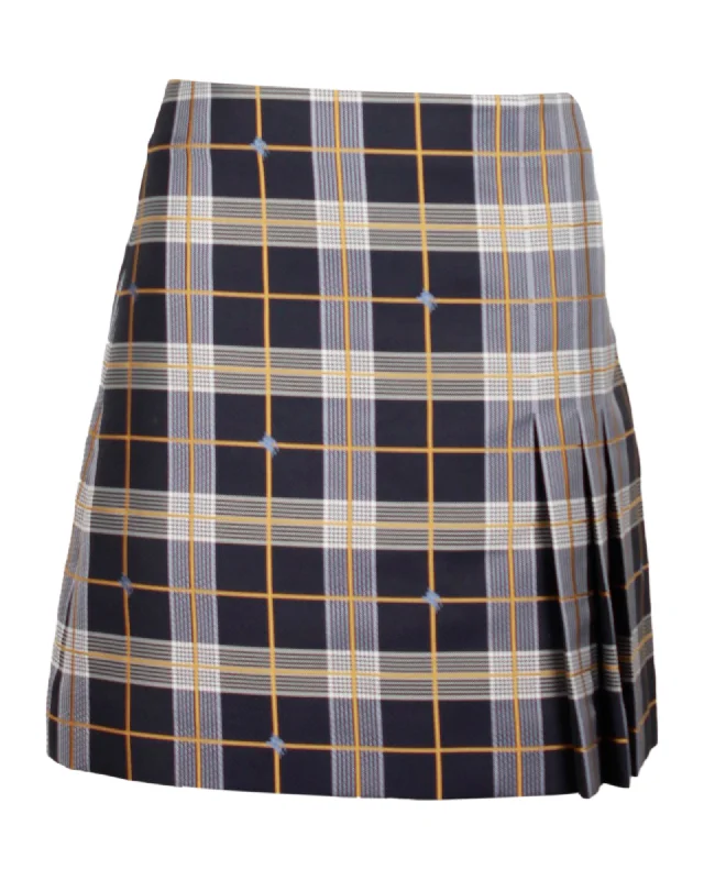 Athleisure Wear Special Offer Burberry Pleat Detail Check Mini Skirt in Grey Polyester