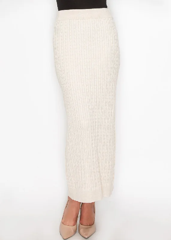 Trend Alert Cable Knit Cream Maxi Skirt