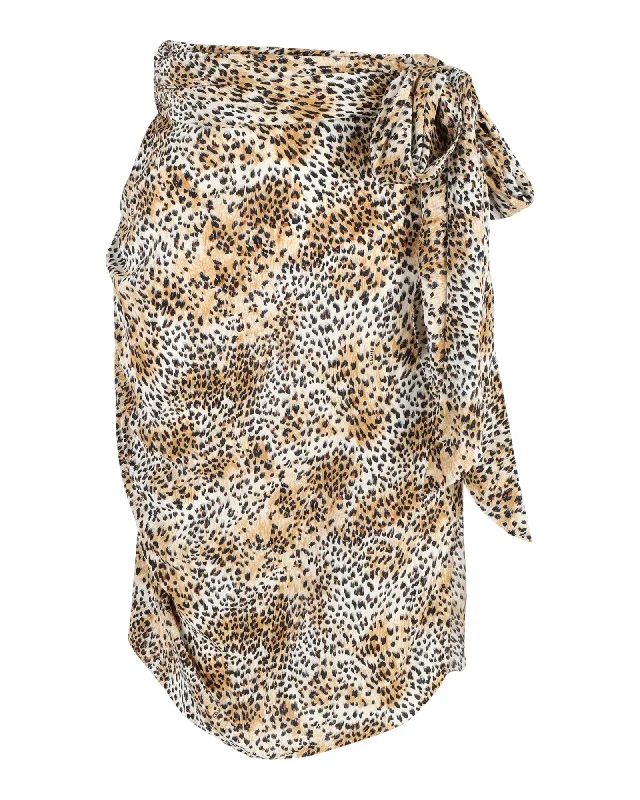 Big Savings On Minimalist Office Styles Celine Draped Skirt in Animal Print Silk