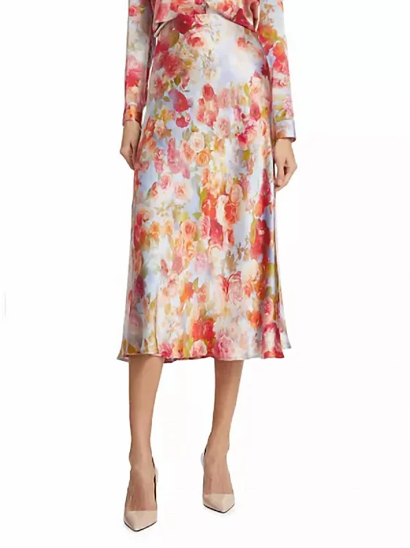 Trend Setting Wardrobe Clarisa Silk Skirt In Cloud Floral