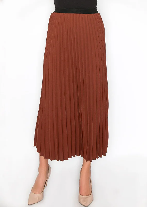 Unbeatable Prices Classic Pleated Rust Midi Skirt