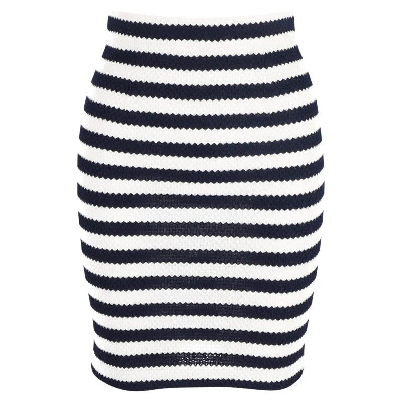 Score Big On Glamorous Red - Carpet Styles Diane von Furstenberg Striped Bandage Skirt in White Cotton