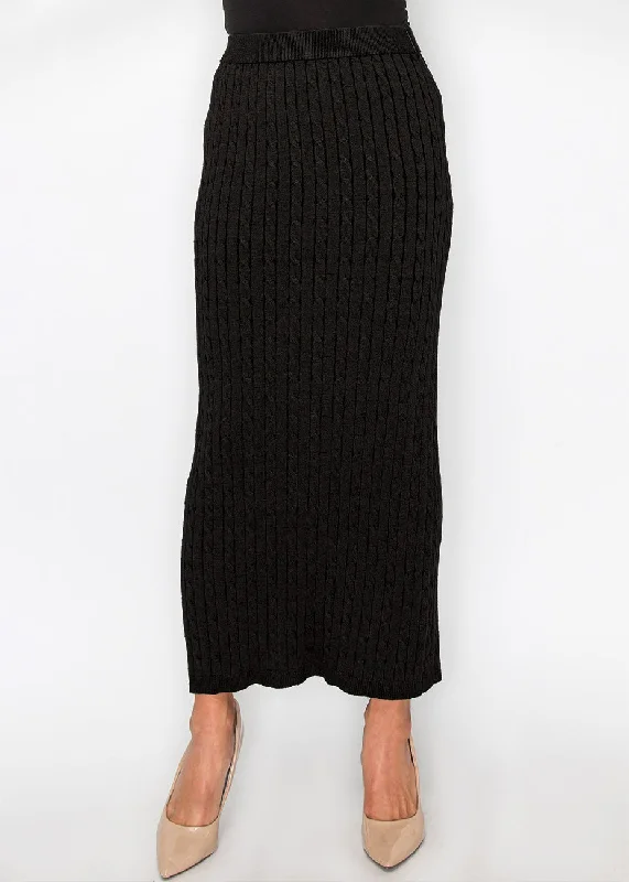 Style Upgrade Elegant Black Cable Knit Skirt