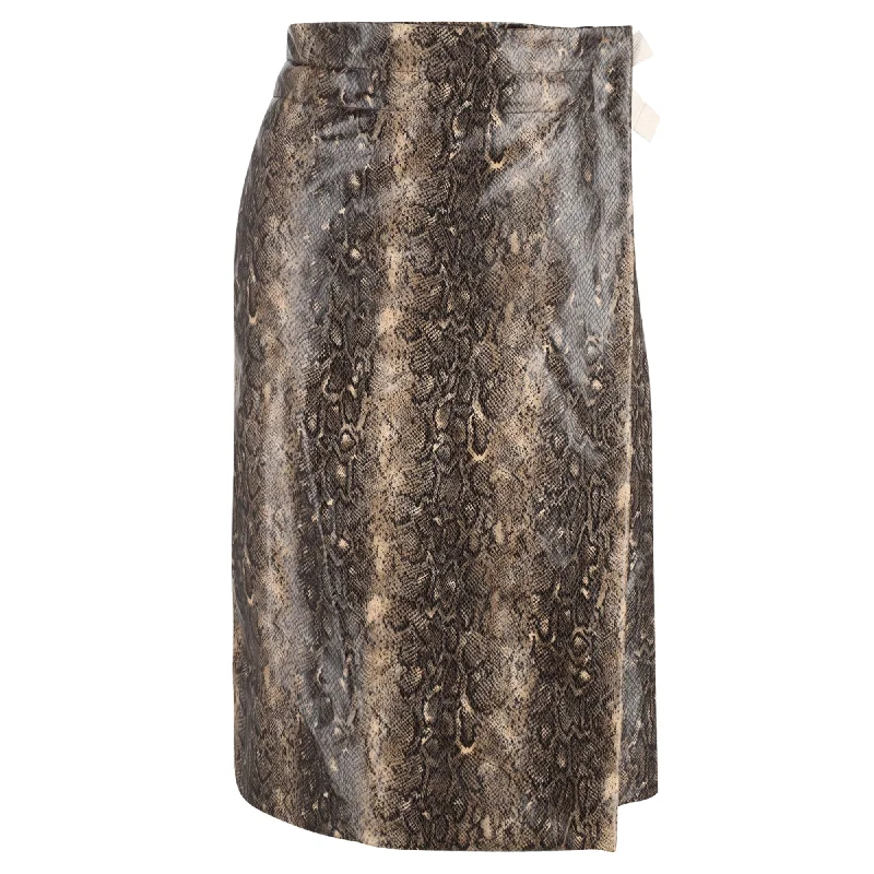 Today Only Ganni Snake-Print Self-Tie Woven Midi Skirt in Animal Print Recycled Polyester