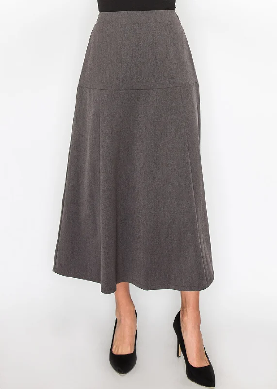 Chic Style, Always In Vogue Gray Panel Midi Skirt