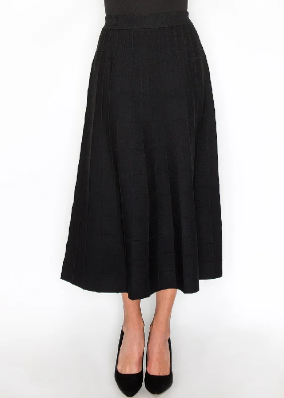 Dive Into Trendy Styles Grid-Knit Black A-Line Skirt