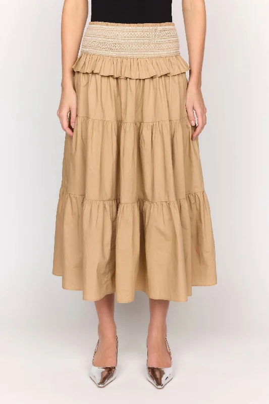 Minimalist Office - Ready Style Leah Midi Skirt In Khaki