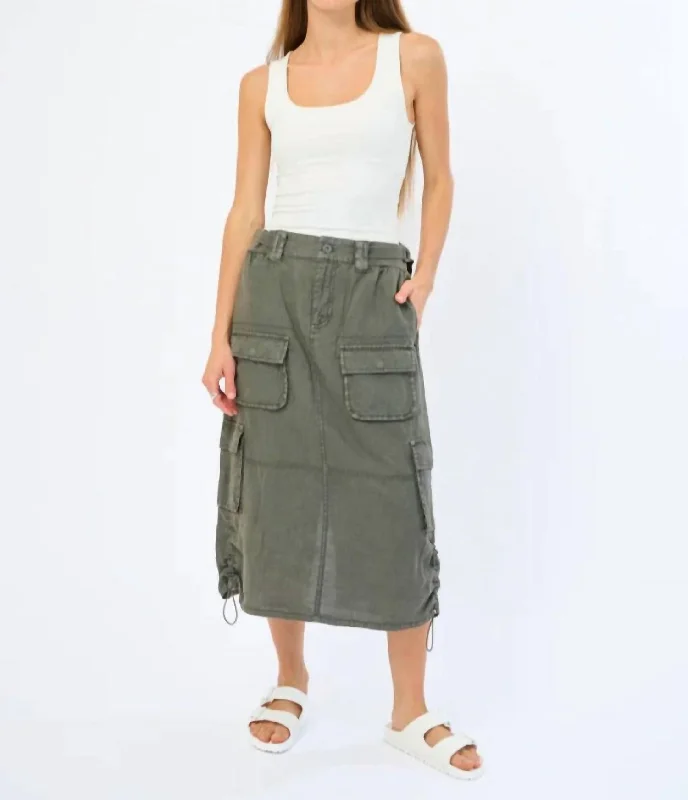 Trend Setting Threads Lilo Linen Skirt In Fatigue