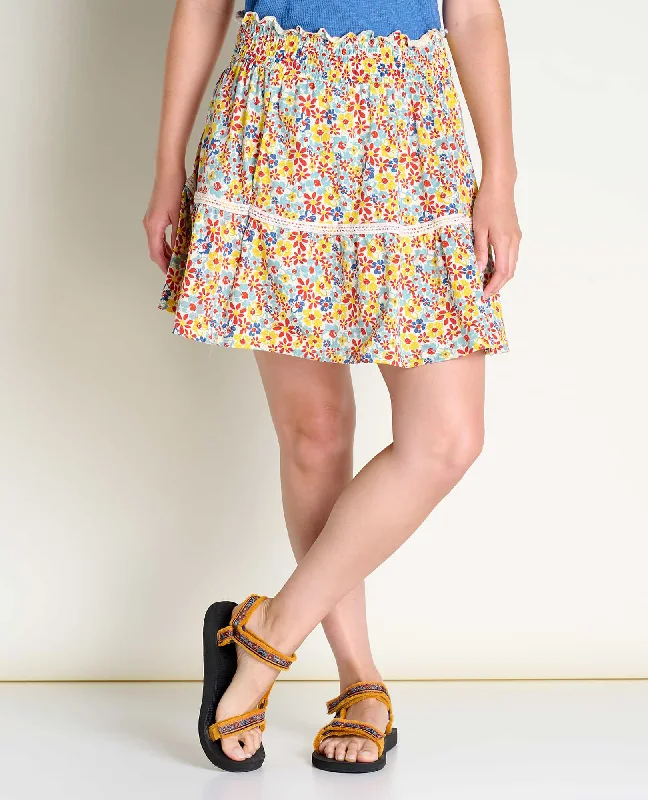 Beat The Heat In Tropical Styles Marigold Ruffle Skirt