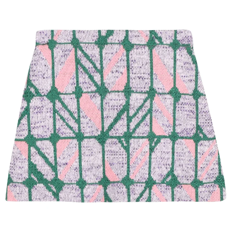 Snag Fabulous Fashion Bargains Miu Miu Printed Knitted Mini Skirt in Purple Cotton