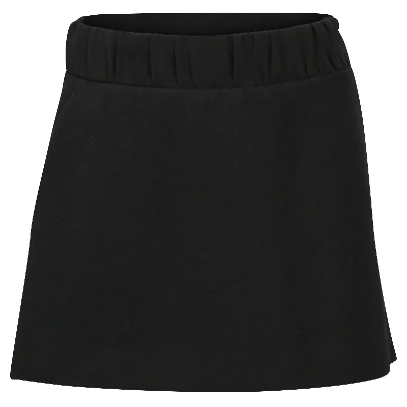 Spring Wardrobe Neil Barrett Mini Gartered Waist A-line Skirt in Black Wool