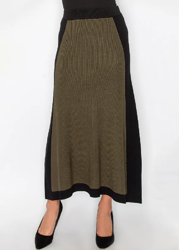 Enjoy Discount Olive & Black Colorblock Knit Skirt