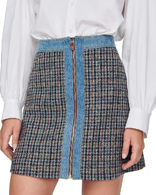 Feminine Soft - Hued Look Sandro Maryjane Wool & Silk-Blend Mini Skirt