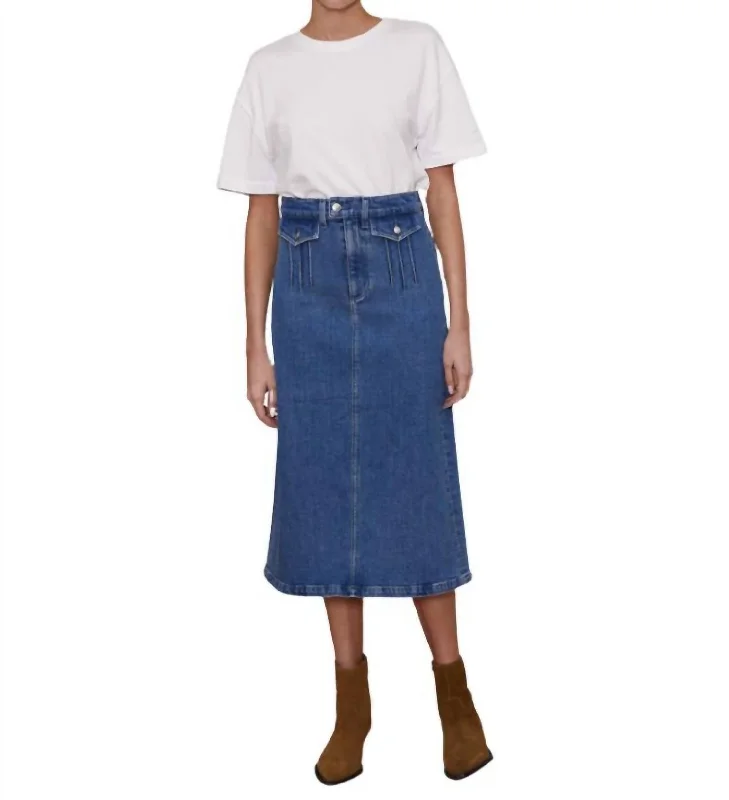 Feminine Grace Stardust Skirt Marina In Indigo Denim