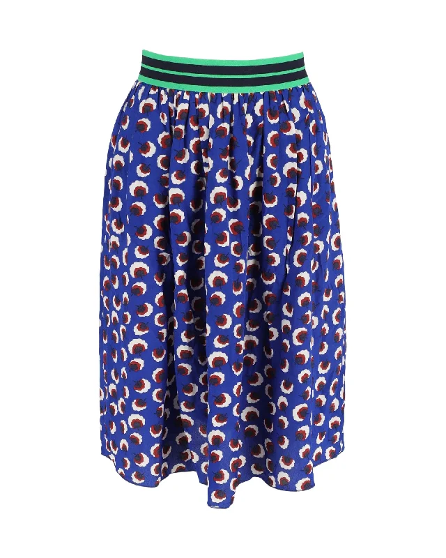 Limited Stock Stella McCartney Printed Skirt in Blue Silk