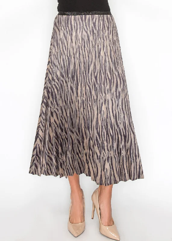 Imeless Style Striped Safari Pleated Skirt