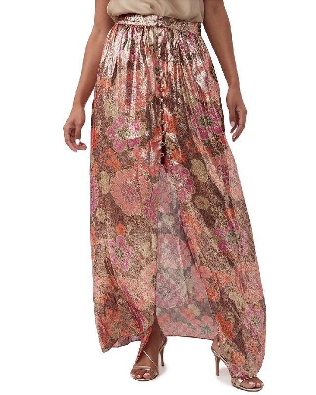 Parisian Effortless Chic Style Trina Turk Akura Silk-Blend Skirt