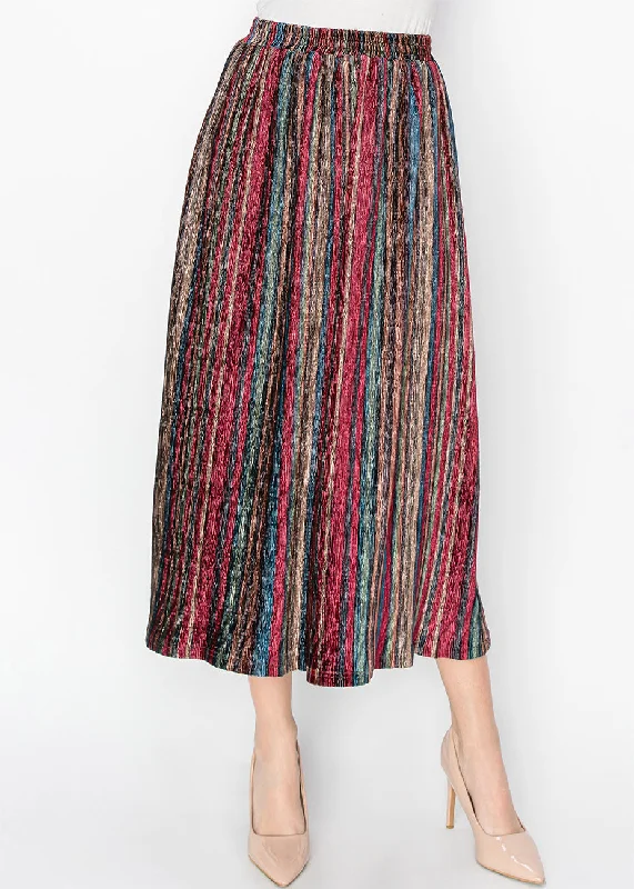 Refined Simplicity Vibrant Stripe Modest Skirt