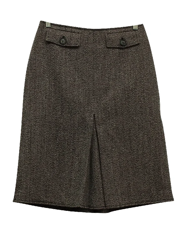 Trend Alert Victoria Beckham A-Line Skirt with Pockets in Brown Wool