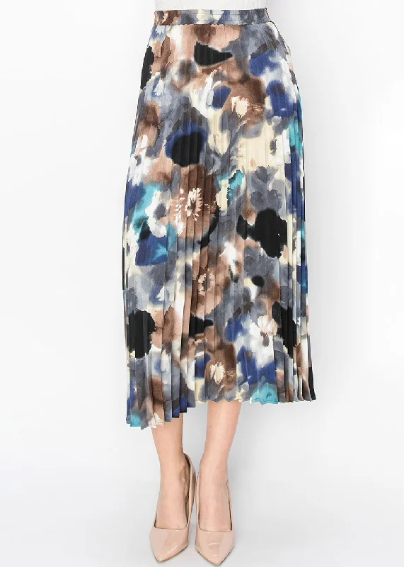 Explore What's New Watercolor Bloom Pleated Skirt