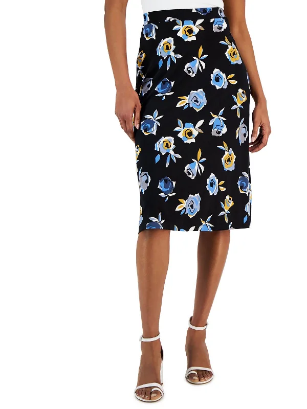 Limited Quantities Womens Floral Print Knit Midi Skirt