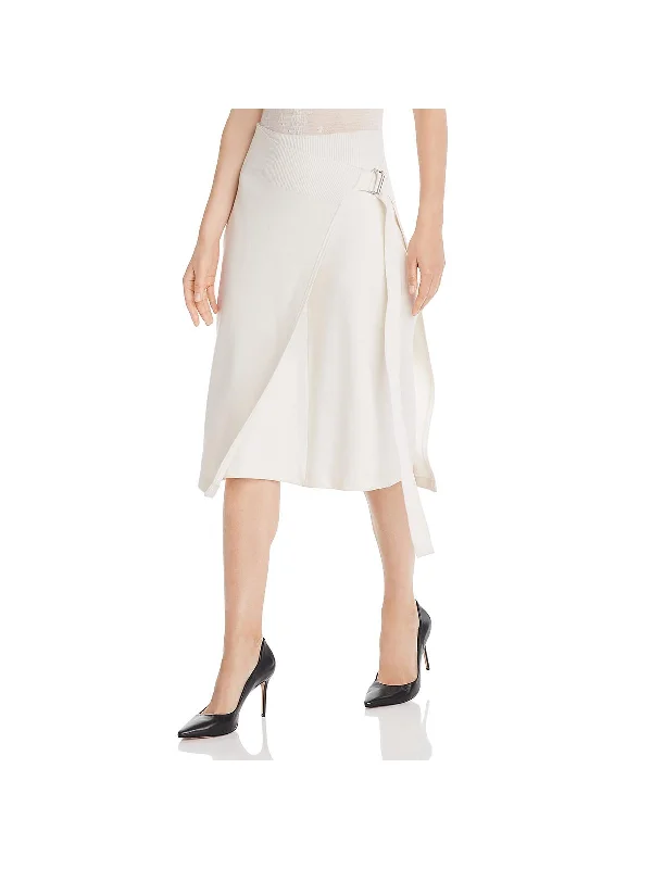 Timeless Elegance Womens Wool Blend Mid-Calf Wrap Skirt