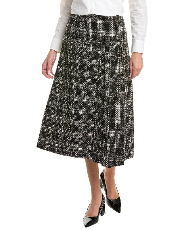 Casual Elegance YAL New York Plaid Button A-Line Skirt