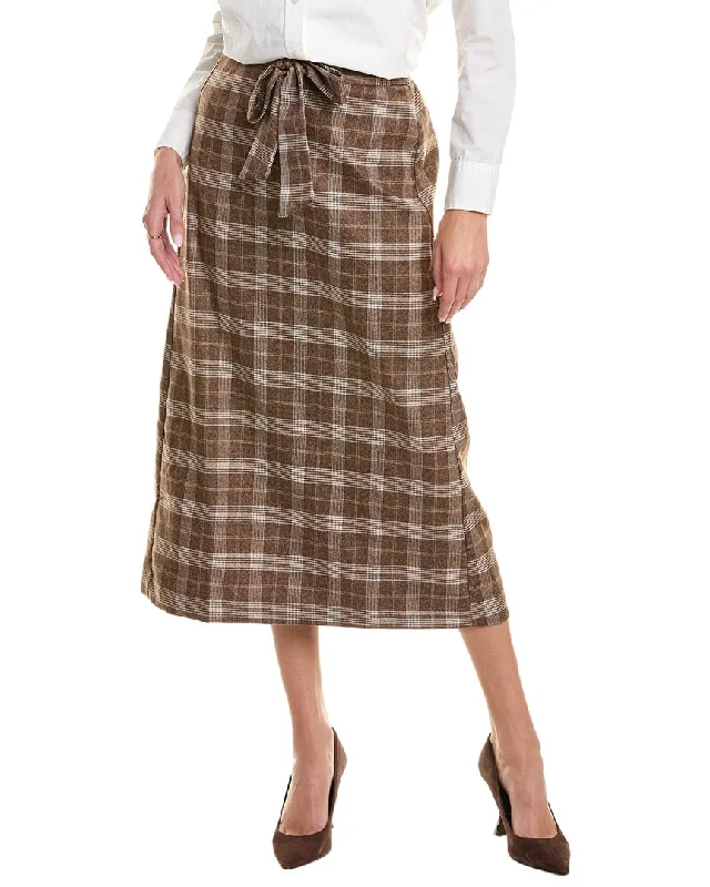 Feminine Elegance YAL New York Plaid Tie Waist Pencil Skirt