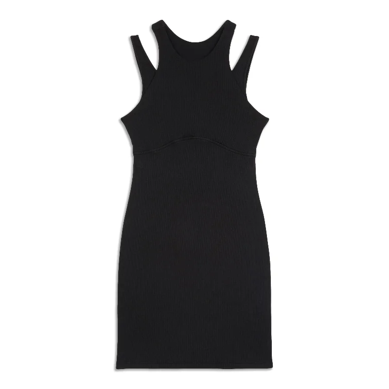 Elegant Clothing Ribbed Cotton Modal Cut-Out Dress - Resale