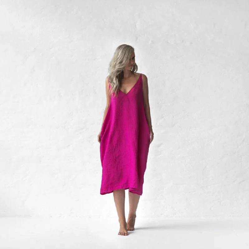 Elevated Style Seaside Tones Nanami Midi Dress - Neon Pink