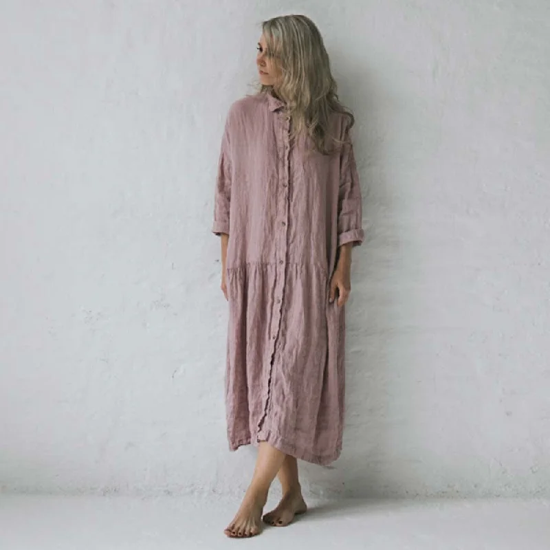 Mother's Day Special Seaside Tones Oversized Dress - Dusty Pink