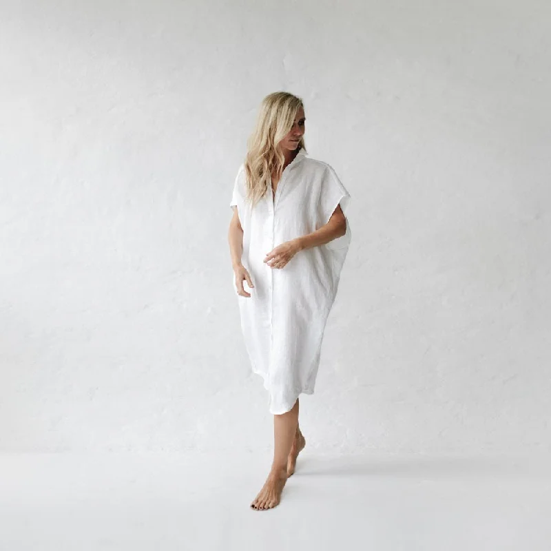 Effortless Sophistication Seaside Tones Rei Linen Dress - White