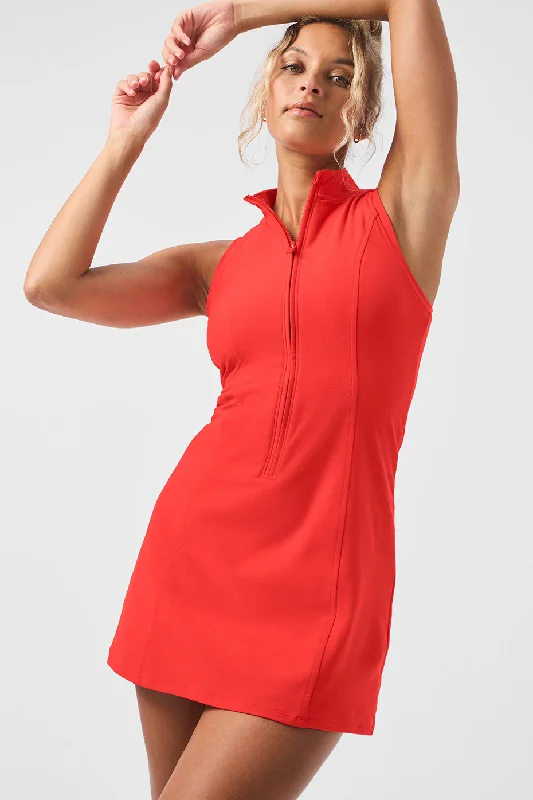 Eclectic Fashion Alosoft Carefree 1/2 Zip Dress - Red Hot Summer