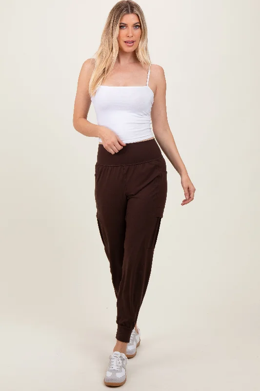 Casual Yet Stylish Separates Dark Mocha Cargo Pocket Jogger Pants