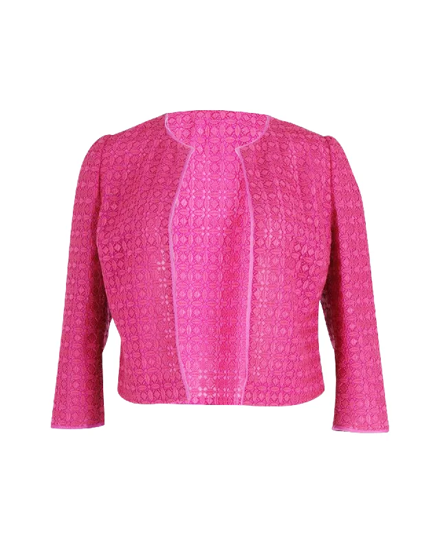 Vintage Inspired Fashion Sale Giambattista Valli Embroidery Anglaise Lace Jacket in Pink Cotton