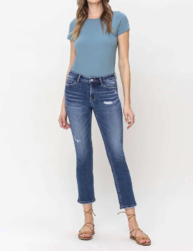 Trendy Pulse Mid Rise Straight Jeans In Blue