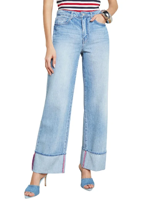 Modern Casual Clothing Miley Cuffed Wide Leg Jean In Emerson