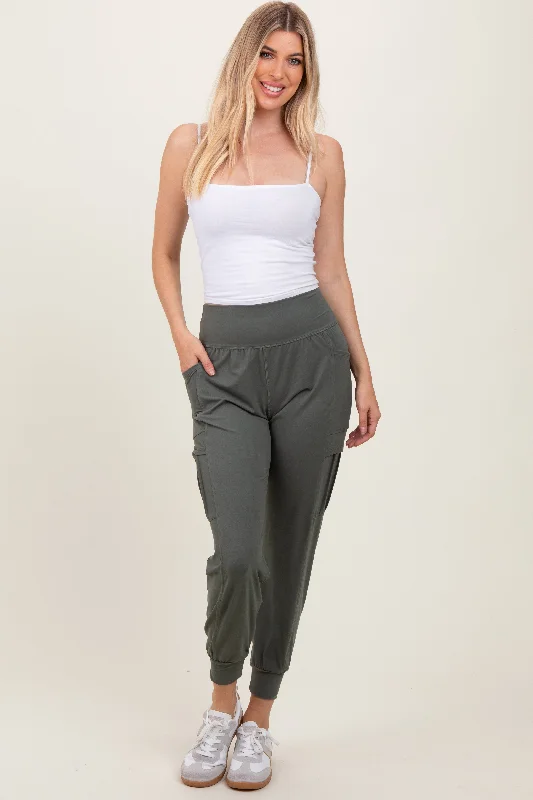 Comfortable Chic Olive Cargo Pocket Jogger Pants