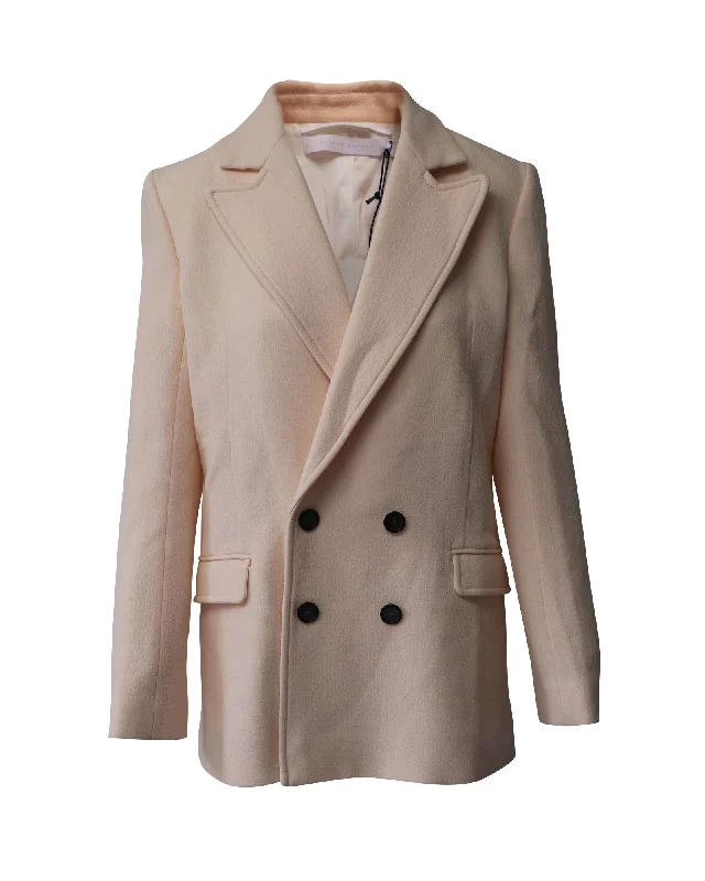 Seize Bargains Roland Mouret Gilroy Double Breasted Jacket in Pastel Pink Wool