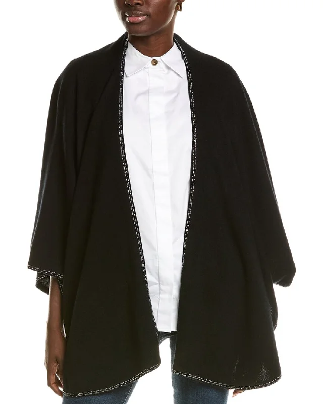 Essentials On Sale sofiacashmere Rhinestone Trim Cashmere Cape