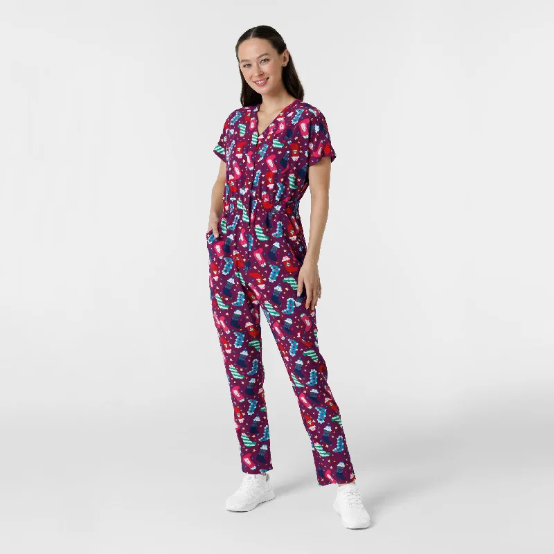 Additional Time-Limited Offers Wink Women's Holiday Print Zip Front Onesie - Penguin Pals